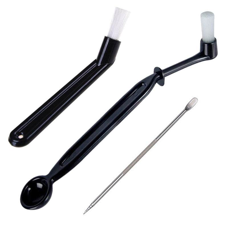 Coffee Machine Cleaning Brush with Spoon Tool Set for Espresso Machine Group Head,Pack of 3,Black