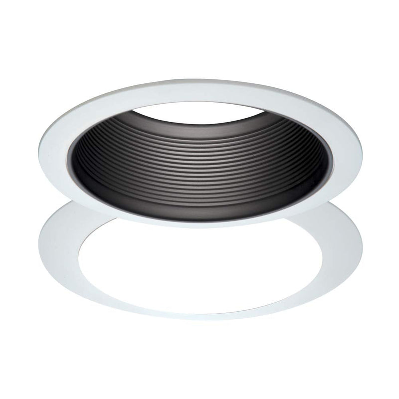 HALO 6100BB 6" White Tapered Metal Baffle Recessed Trim with 2 White Rings, Narrow and Wide, Black 1 Count (Pack of 1)