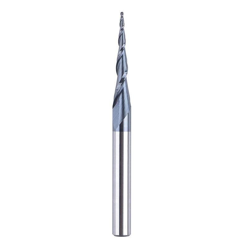 SpeTool Tapered Ball Nose Spiral Router Bit 1.0mm Tip Diameter (0.5mm Radius) 4.82 Deg for CNC Milling Engraver Carving Bits D=1.0MM