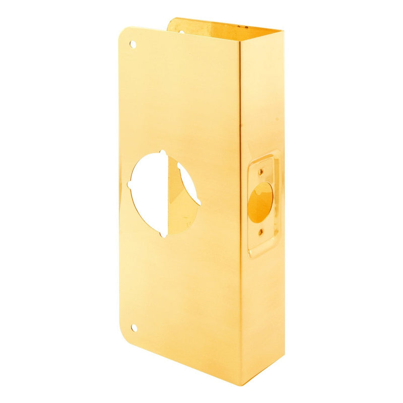 Prime-Line MP9541 Brass Single Bore Hole Lock and Door Reinforcement Plate for 1-3/4 in. Thick Doors, Brass Finish (Single Pack)
