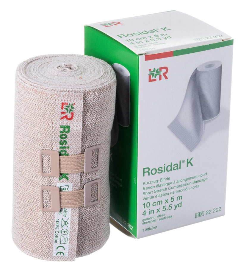 Lohmann & Rauscher Rosidal K Short Stretch Compression Bandage, For Use In The Management of Acute & Chronic Lymphedema, Edema, & Venous Insufficiency, 3.93" x 5.5 Yards (10cm x 5m), 1 Roll 10 cm x 5 m