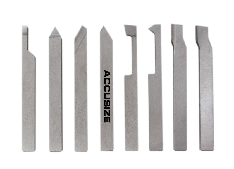 Accusize Industrial Tools 1/4'' 8 Pc H.S.S. Tool Bit Set, Pre-Ground for Turning and Facing Work, 2662-2001 1/4 in - NewNest Australia