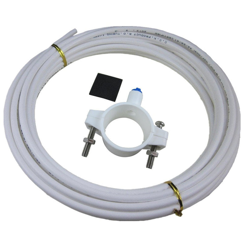 Drain Saddle Valve with 1/4 inch Quick Connect for Under-sink Reverse Osmosis (RO) Systems, 6 feets 1/4 inch Tubing Hose Pipe for RO Water Filter System (white pipe) white pipe
