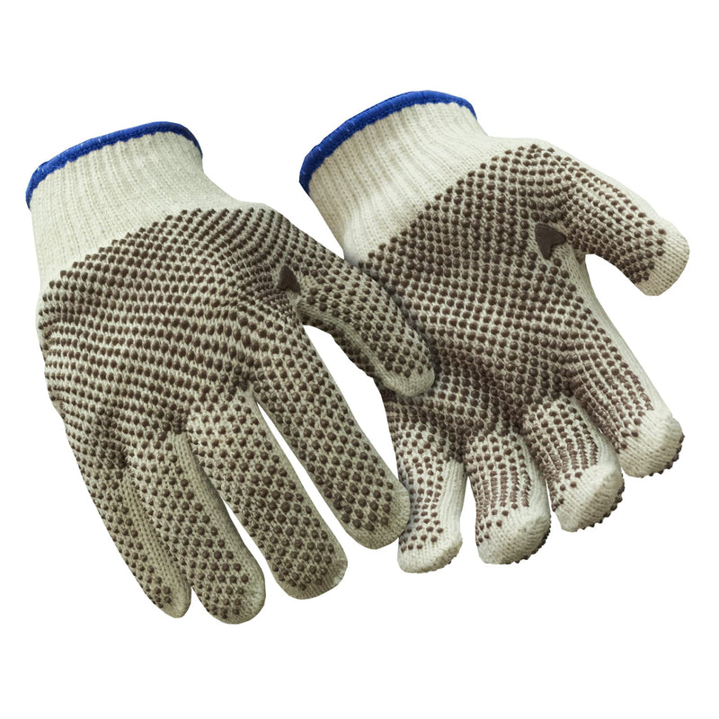RefrigiWear Dual-Layer Heavyweight Cotton Knit Double Sided PVC Dot Grip Work Gloves - Pack of 12 Pairs Natural X-Large