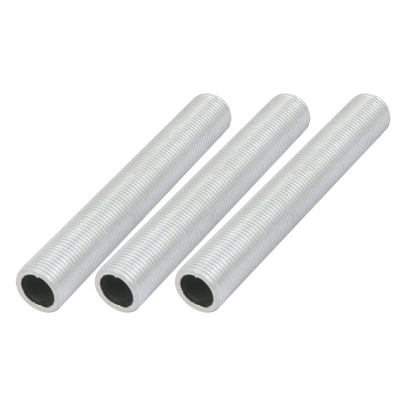 uxcell Lamp Pipe Nipple, M12 Thread 80mm Length Hollow Lamps Repair Part Hardware for Lamp Lights, Zinc Alloy Silver Tone, Pack of 3