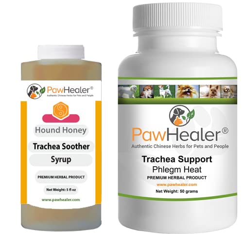 Trachea Soother Syrup BUNDLE with Trachea Support: Phlegm Heat - Natural Herbal Remedy for Symptoms of Collapsed Trachea for Dogs - Combo of (1 Bottle) 5 fl oz Syrup & (1 Bottle) 50 Grams Powder … - PawsPlanet Australia