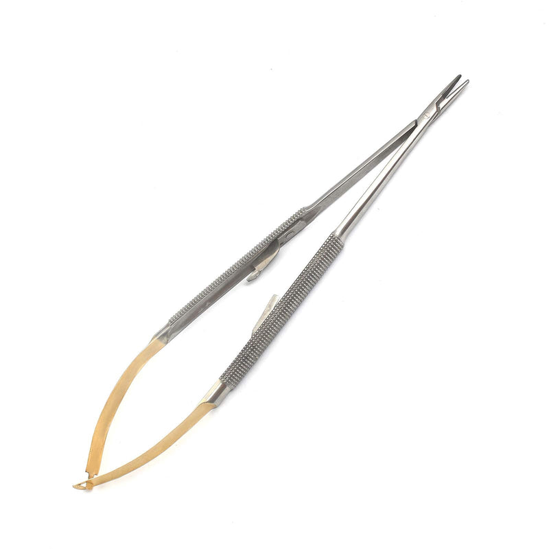 OdontoMed2011 T/C CASTROVIEJO Needle Holder 7" Straight Round Handle with Lock TIP 15MM Micro Stainless Steel Instruments ODM