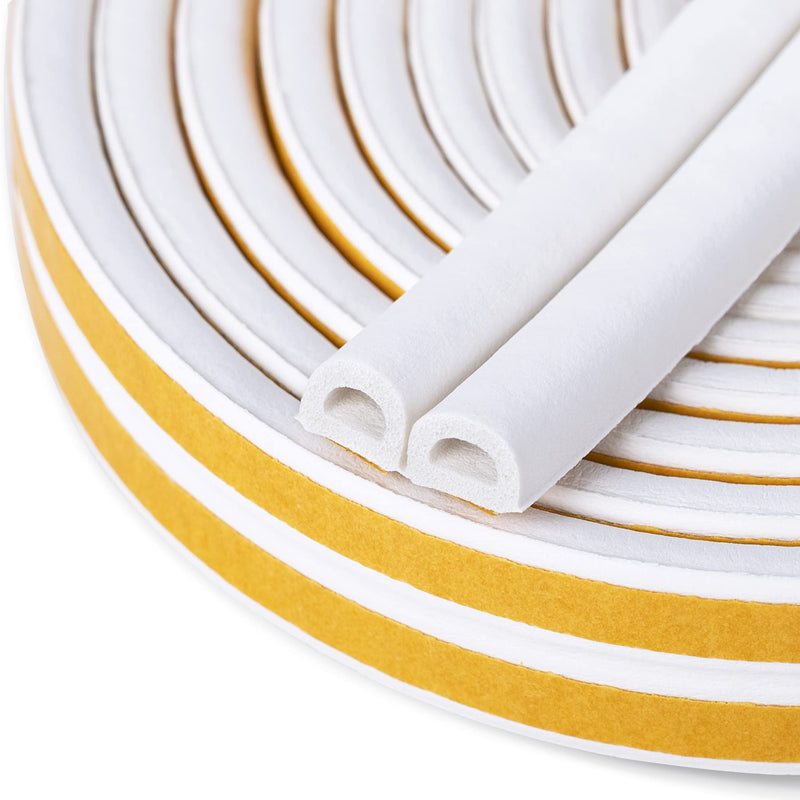CloudBuyer 16.5 Ft Weather Stripping for Door,Insulation Weatherproof Doors and Windows Soundproofing Seal Strip,Collision Avoidance Rubber Self-Adhesive Weatherstrip(White) White 16.5Ft