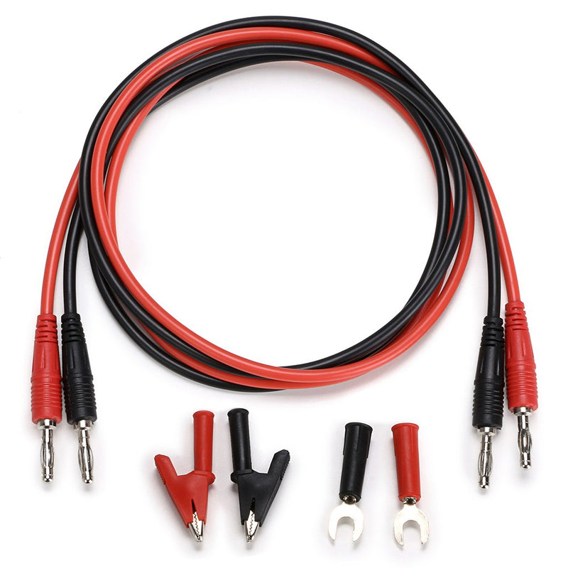 Sumnacon 4 in 1 Banana Plug Alligator Clip Pure Copper Fork Test Lead, 3.3 ft Multimeter Flexible Test Lead Wire Cable with Protective Jack Copper Clamps for Electrical Testing 1000V/15A 3.3Ft/1M