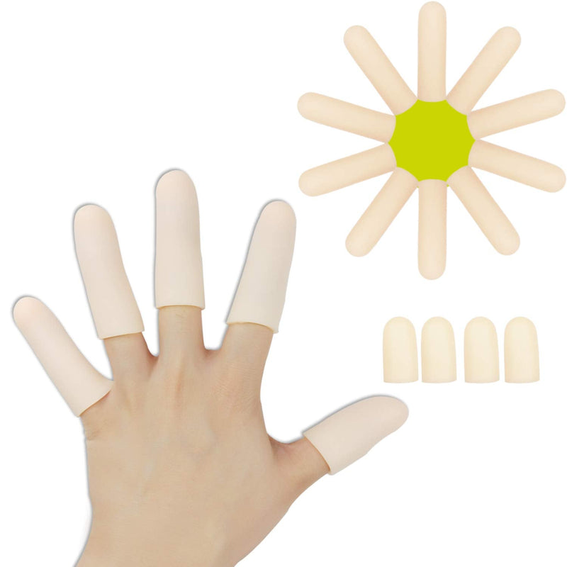 Gel Finger Cots, Finger Protector Support(14 PCS) NEW MATERIAL Finger Sleeves Great for Trigger Finger, Hand Eczema, Finger Cracking, Finger Arthritis and More. (10pcs Long + 4pcs Short) Nude
