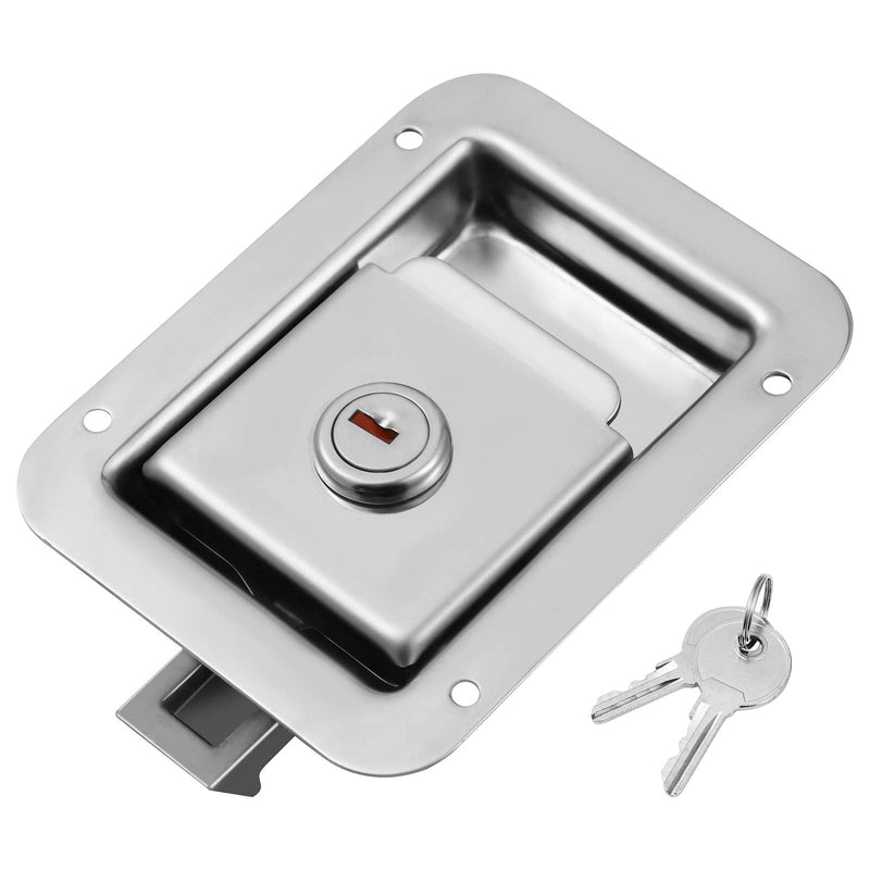 WINOMO RV Trailer Door Lock Stainless Steel Locking Paddle Latch Heavy Duty Flush Mount with Key for Toolbox, RV, Camper, Electrical Cabinet, Trailer and Truck Doors