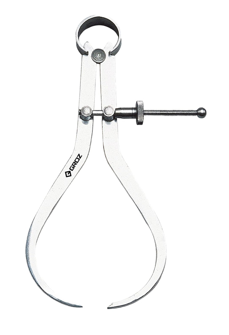 Groz 01415 12" Spring Outside Caliper, Matte Finish, with Solid Nut 12 Inch