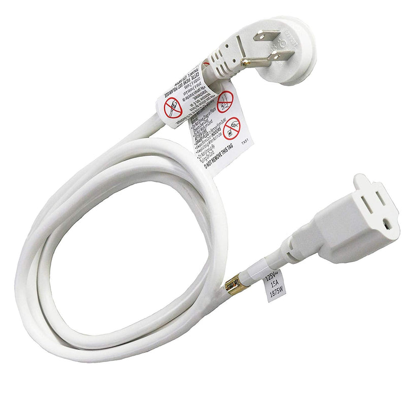 FIRMERST 10 Feet 1875W Extension Cord Heavy Duty Low Profile White 15A 1