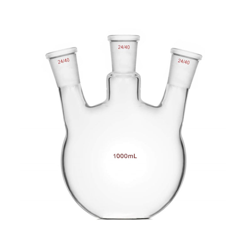1000ml,3-Neck,24/40,Flat Bottom Glass Flask,Three Neck,Laboratory Boiling Vessel