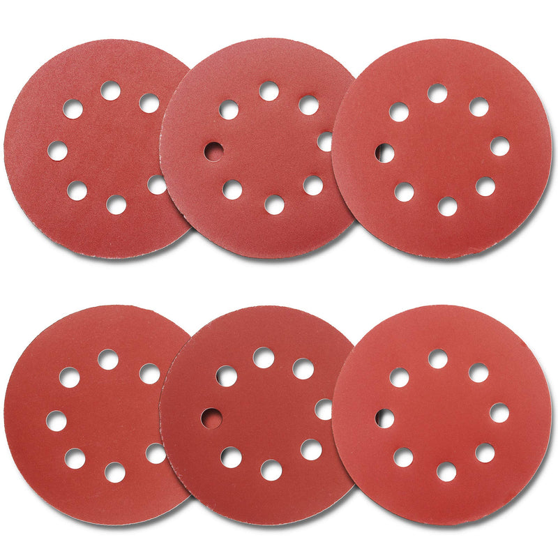 60Pcs Sanding Discs 5 Inch 8 Holes, 1000/800/600/400/320/240 Grit Sandpaper for Random Orbital Sander 240-1000
