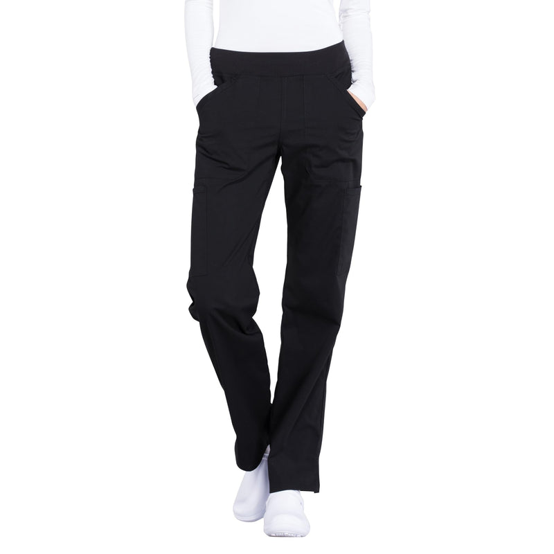 Cherokee Women Scrubs Pant Workwear Professionals Mid Rise Straight Leg Pull-on Medium Black