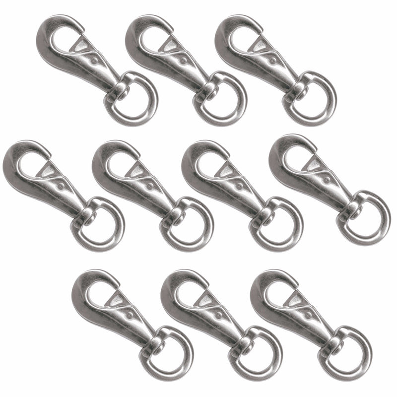 Wideskall® 4" Heavy Duty Bull Snap Latching Hook Round Swivel Eye Chrome Silver - Pack of 10