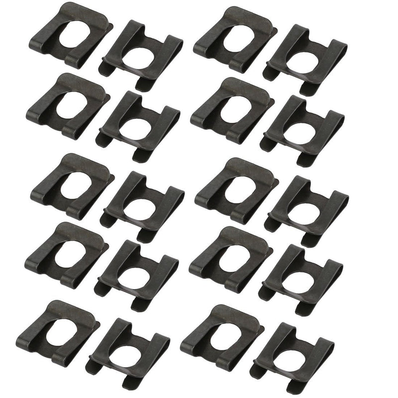uxcell 20pcs Fit 10mm Dia Bolt 65Mn Steel Spring U Clip Nut Black 22mm x 18mm