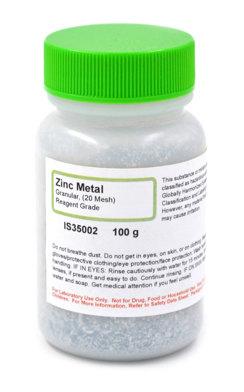 ALDON Innovating Science Reagent Grade Granular Metal Zinc, 20 Mesh, 100g - The Curated Chemical Collection