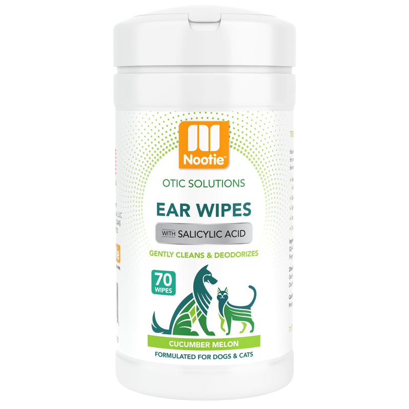 Nootie Dog & Cat Ear Wipes with Salycyclic Acid- Cucmber Melon - 70 Wipes - Vegan Friendly - Sold in Over 5000 Vet Clinics - PawsPlanet Australia