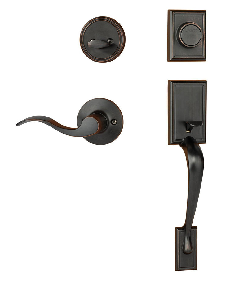 Dynasty Hardware RID-HER-405-12PR Ridgecrest Front Door Dummy Handleset, Aged Oil Rubbed Bronze, with Heritage Lever, Right Hand