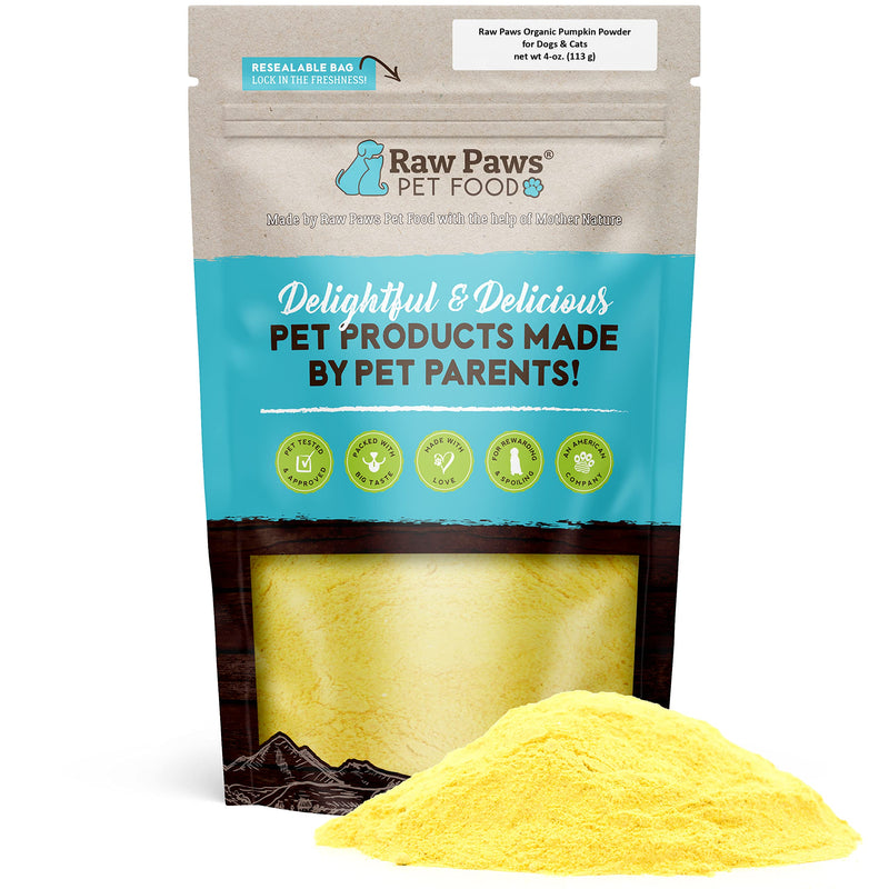 Raw Paws USA Organic Pumpkin Powder for Cats & Dogs, 4-oz - Healthy Stool, Diarrhea, Constipation Relief, Pure Pumpkin for Dogs, Canned Pumpkin for Dogs Alternative, Dog Pumpkin Powder, Fiber for Cats 4 oz - PawsPlanet Australia