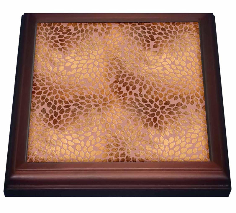 3dRose trv_272883_1 Elegant Rose Gold Copper Damask Pattern Trivet, 8 x 8", Brown