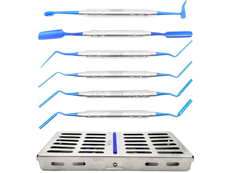 ARTMAN INSTRUMENTS Implant Bone Graft Carrier – Titanium Coated Pluggers & Packers, 6 Pcs Set in Stainless Steel Cassette for Bone Grafting & Dental Implant Procedures