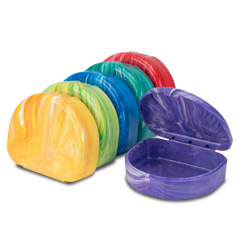 Practicon Marble Retainer Cases, Clear Aligner Case, Dental Orthodontic Retainer Boxes, Mouth Guard Holder, 6 Pack Marble Assorted
