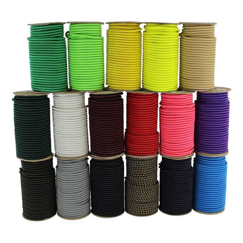 SGT KNOTS Marine Grade Bungee Cord - 100% Elastic Cord, Dacron Polyester Bungee Shock Cord for DIY, Tie Downs, Commercial Uses | 1/8", Black 1/8" x 25ft