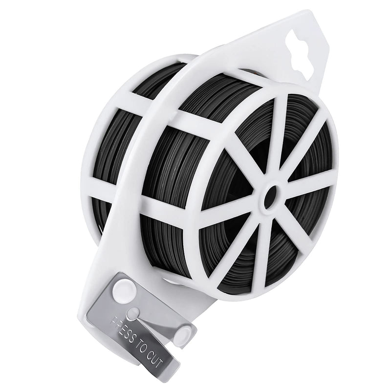 Shintop 328 Feet Garden Plant Twist Tie with Cutter for Gardening, Home, Office (Black) Black