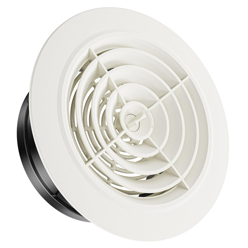HG POWER 6 Inch Soffit Vent，Round Air Vent Cover with Louver, ABS Adjustable Ceiling Vent Covers for Living Room, Bathroom, Kitchen, Greenhouse, Ventilation System, White - Opening Size 5.75"