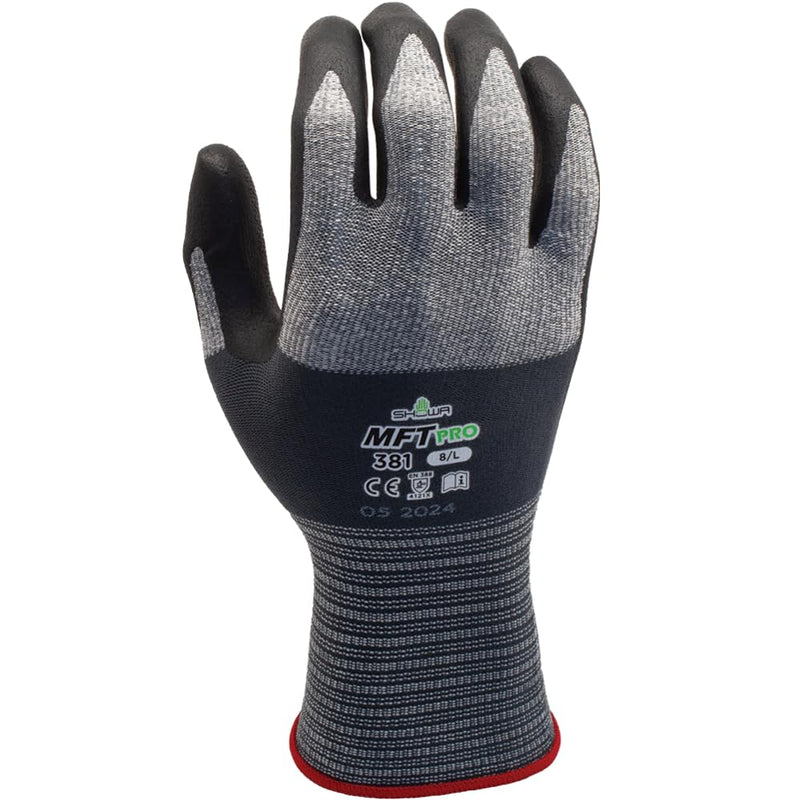 SHOWA MFT PRO 381 Foam Nitrile Palm Coated General Purpose Work Glove with Microfiber Liner 12-pack Small