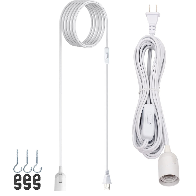 JACKYLED Extension Hanging Lantern Cord Cable 15Ft UL 360W with E26 E27 Socket On/Off Button Pendant Lighting 1