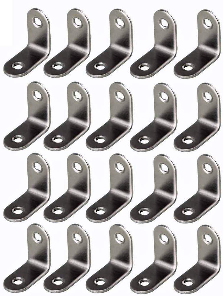 Framing Hardware 20 Pack 1/2 x 1/2 Zinc Plated Steel Corner Brace L Brackets with Screws - Reinforce Frame Corners, Attach Stacked Frames & Canvases - Frame Picture Hardware
