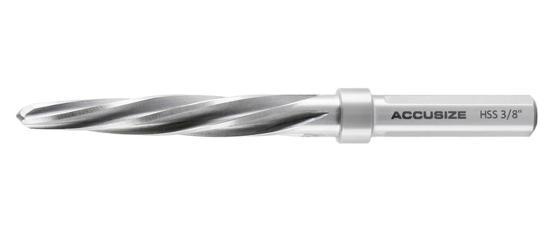 Accusize Industrial Tools High-Speed Steel Spiral Flute Aligning Reamer, 3/8" Cutting Diameter, 3/8" Shank Diameter, 0522-0038 3/8 in