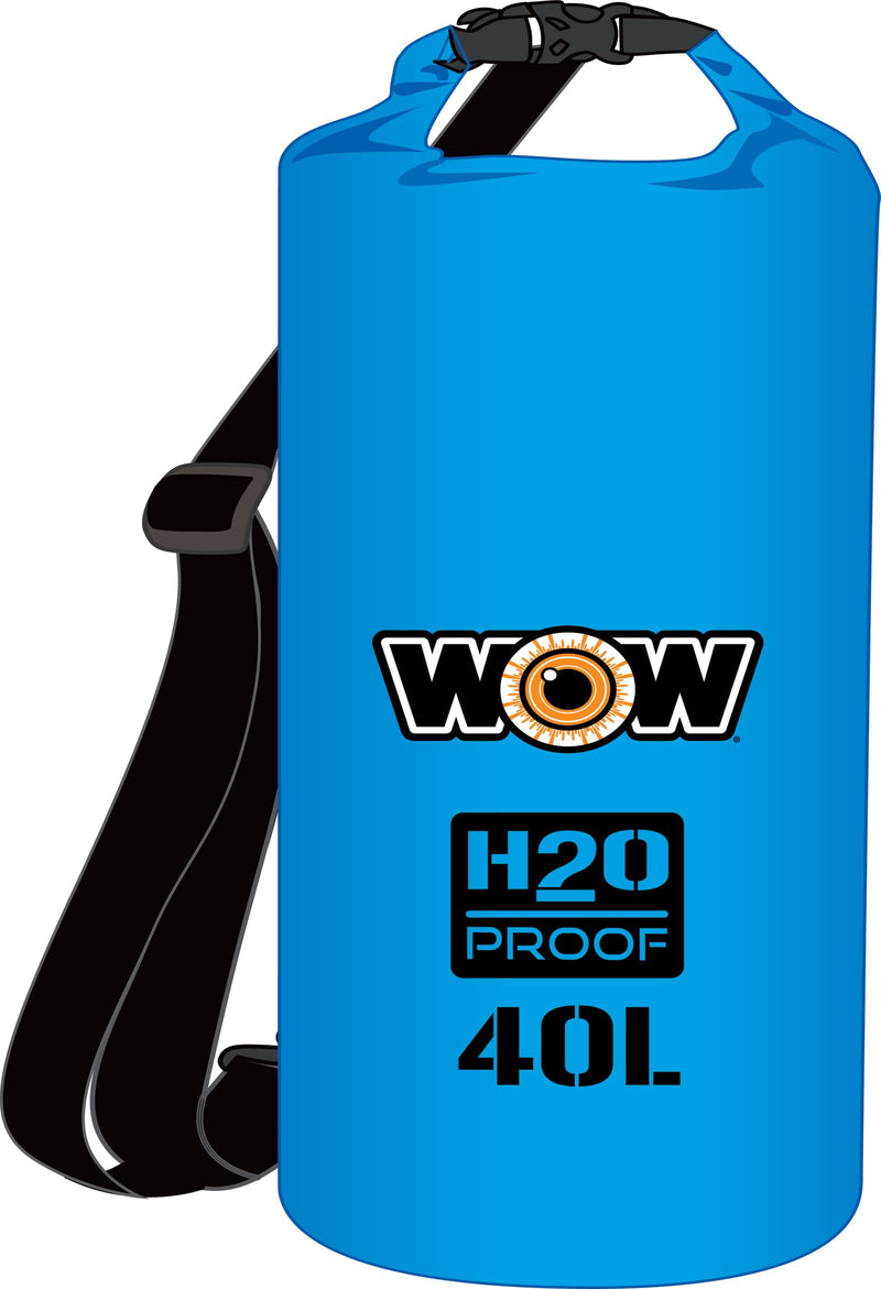 WOW Sports H2O Proof Dry Bag - Blue - 40 L - Roll-Top Waterproof - For Boating, Kayaking & Fishing