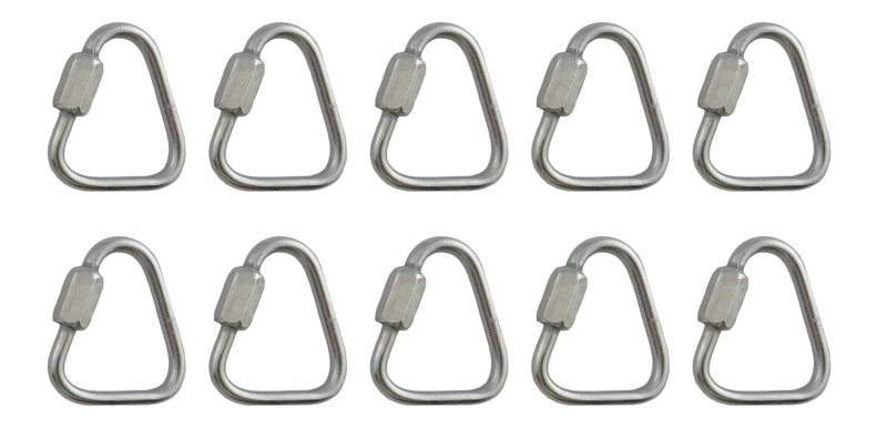 US Stainless 10 Pieces Stainless Steel 316 Delta Quick Link 3/16" (5mm) Marine Grade Triangle