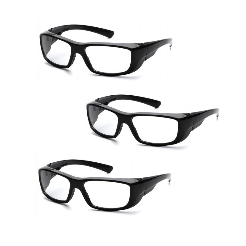 Pyramex Emerge Full Reader Safety Glasses SB7910D20 (3 Pair) (+2.0 Lens, Black Frame/Clear Lens) +2.0 Lens