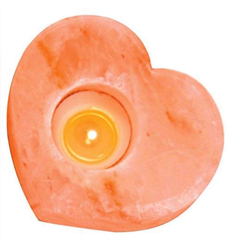 himalayan glow Shape Natural Pink Heart Style Tealight, 100% Pure Crystal Salt Candle Holder | Night Decorative Light, Perfect Valentine's Day Gift, 3 Inches, Orange Heart Salt Candle