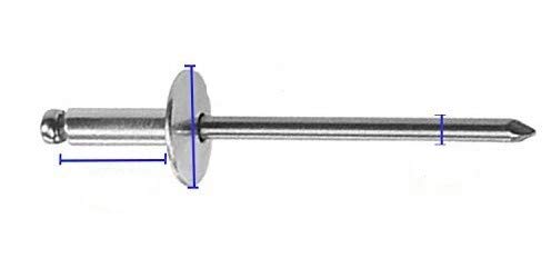 BoltmanShop 1/8 Dia. Large Flange 3/16-1/4 Grip All Aluminum Panel Blind Rivets (200pkg)