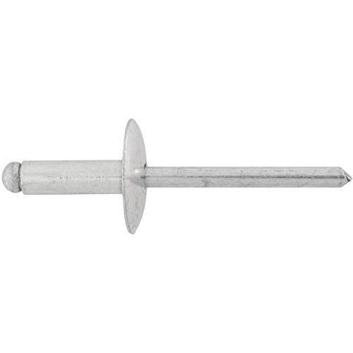 BoltmanShop 3/16" Dia. Large Flange 1/4" - 3/8" Grip All Aluminum Panel Blind Rivets (100pkg)