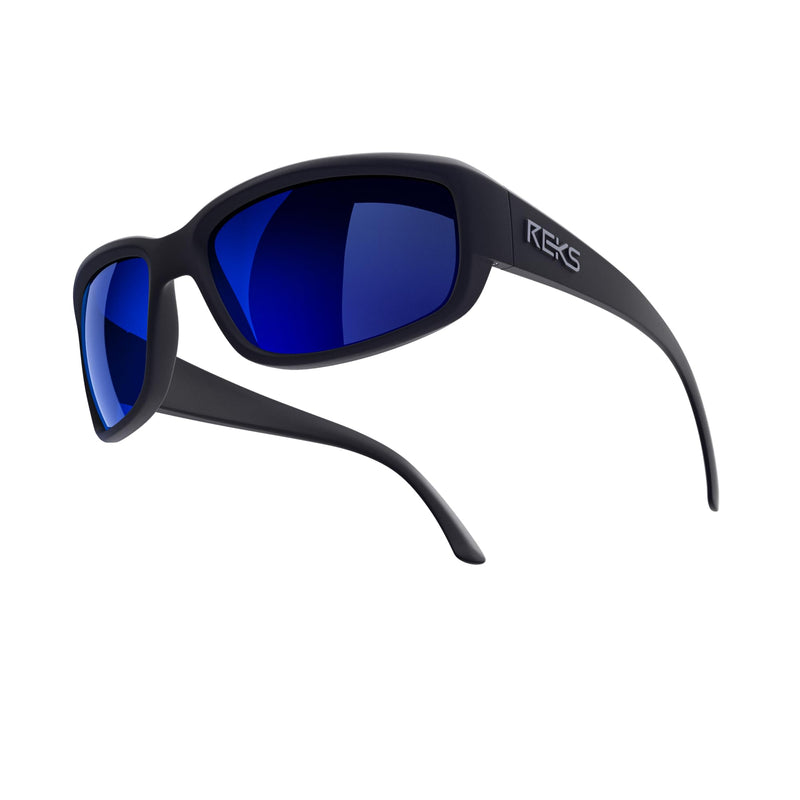 REKS Wrap around Sunglasses - Unbreakable frame Blue Mirror