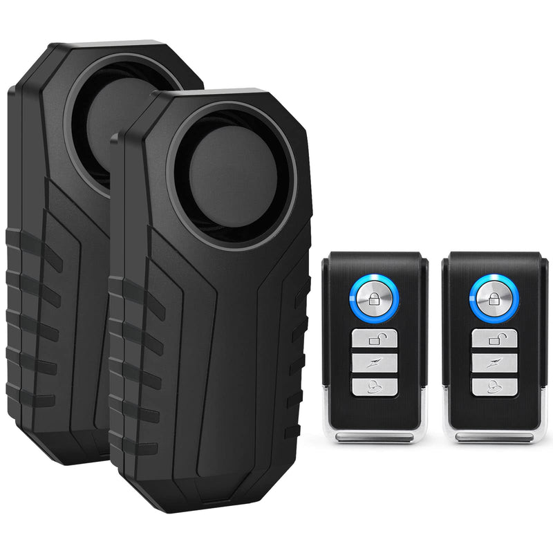 Bike Alarms for Ebikes, 2Pcs Wireless Bike Alarm with Remote, Anti-Theft Bicycle Motorcycle Alarm Wireless Security Vibration Motion Sensor Alarms, IP65 Waterproof Super Loud 113dB 2PK SF22R
