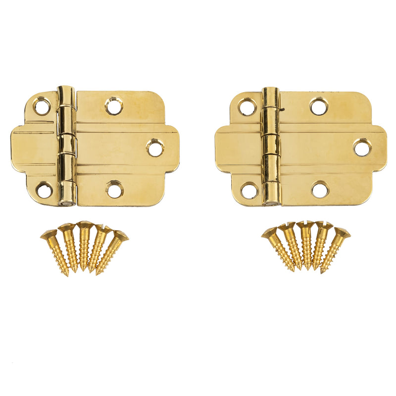 Brass Art Deco Flush Mount Cabinet Door Hinge | Pack of 2 | Hoosier Type Cabinet Reproduction Hardware | UA-201-HPB (1) 1 Brass