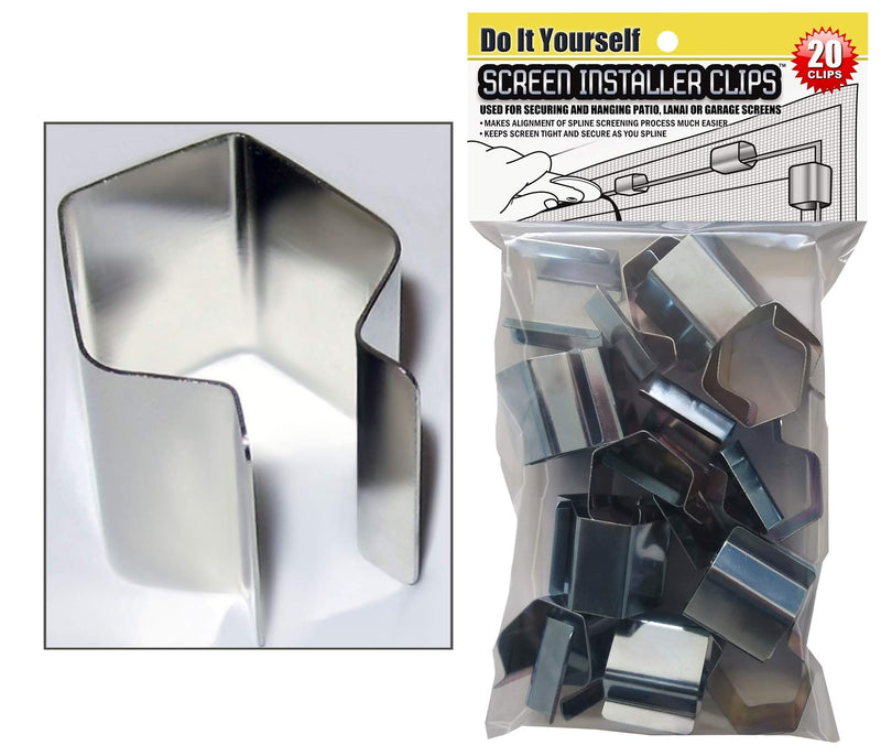 Patio, Lanai and Garage Window Screen Installer Clips (20 Pack Clips) 1