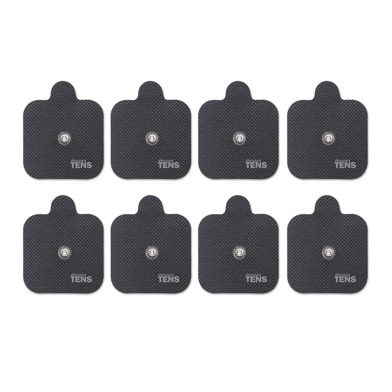 Discount TENS, Compex Easy Snap Compatible TENS Electrodes, 8 Premium Replacement Pads for Compex TENS Units. (2 inch x 2 inch) 2x2 Inch (Pack of 8)