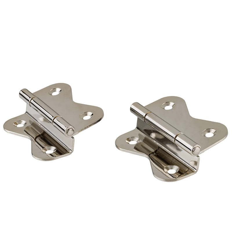 Large Nickel Plated Offset Hoosier Type Butterfly Cabinet Hinges | 1 Pair/Pack | Hoosier Type Cabinet Reproduction Hardware | UA-210-HPN (1)