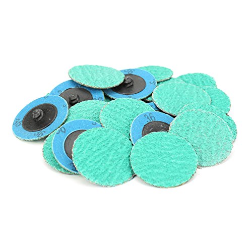 BHA Green Zirconia with Grind Aid Quick Change Sanding Discs Type R Male Roll On, 2" (36 Grit) - 25 Pack 36 Grit