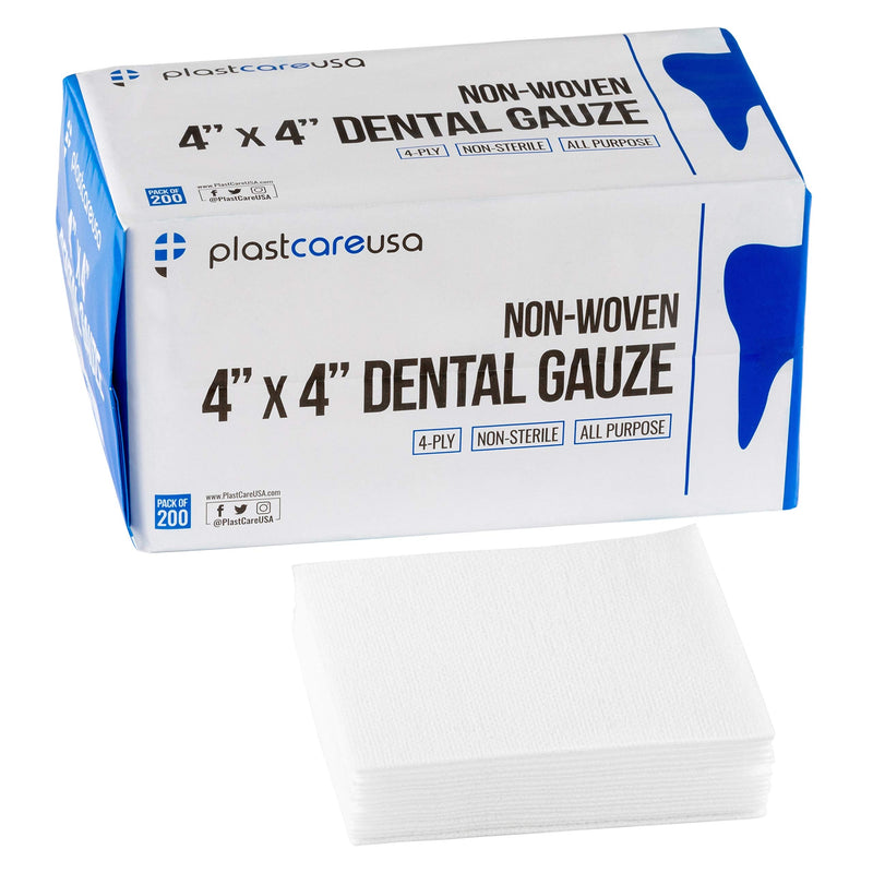 200 Count 4x4 Gauze Pads - Soft 4-Ply Non Woven Gauze Sponges - Non Sterile Dental Gauze & 4x4 Esthetic Wipes - All Purpose Medical Gauze Squares for First Aid, Surgical, Wound Dressing 4x4 Inch (Pack of 200)